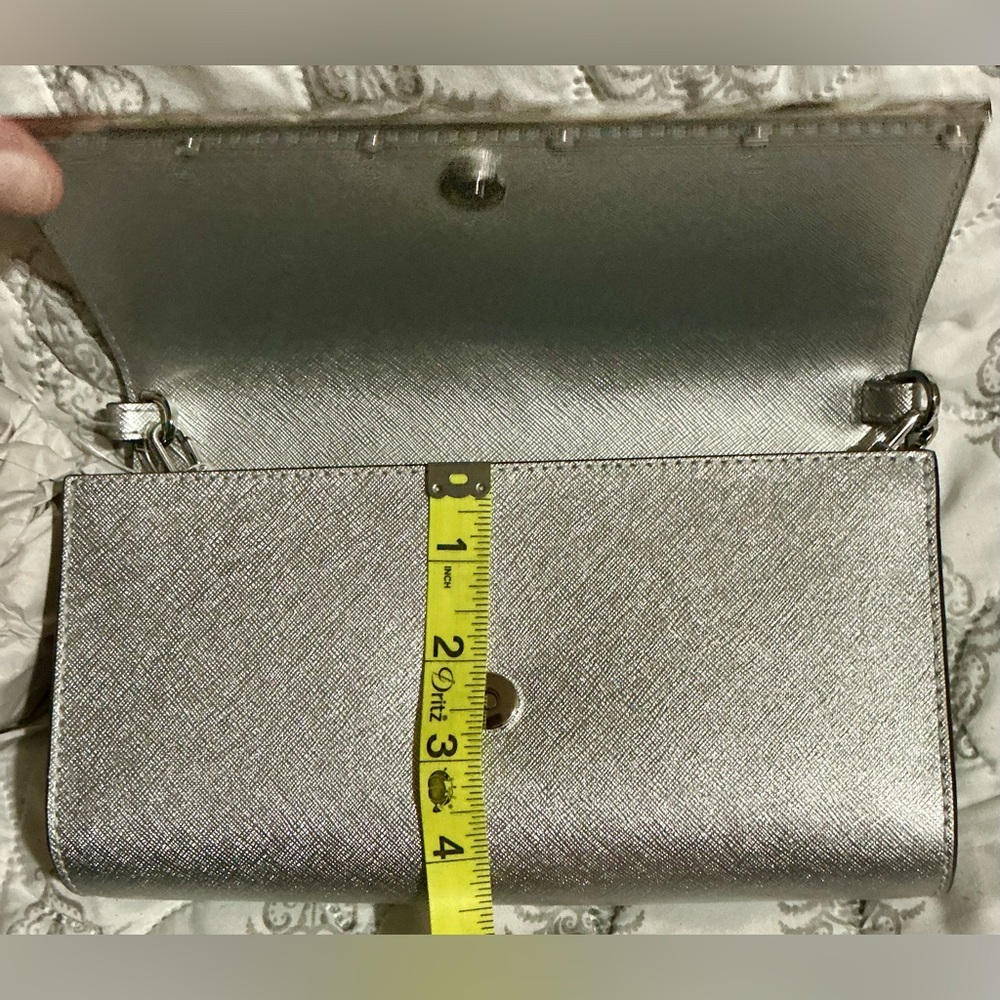 Michael Kors Silver Leather Clutch - Picture 13 of 13
